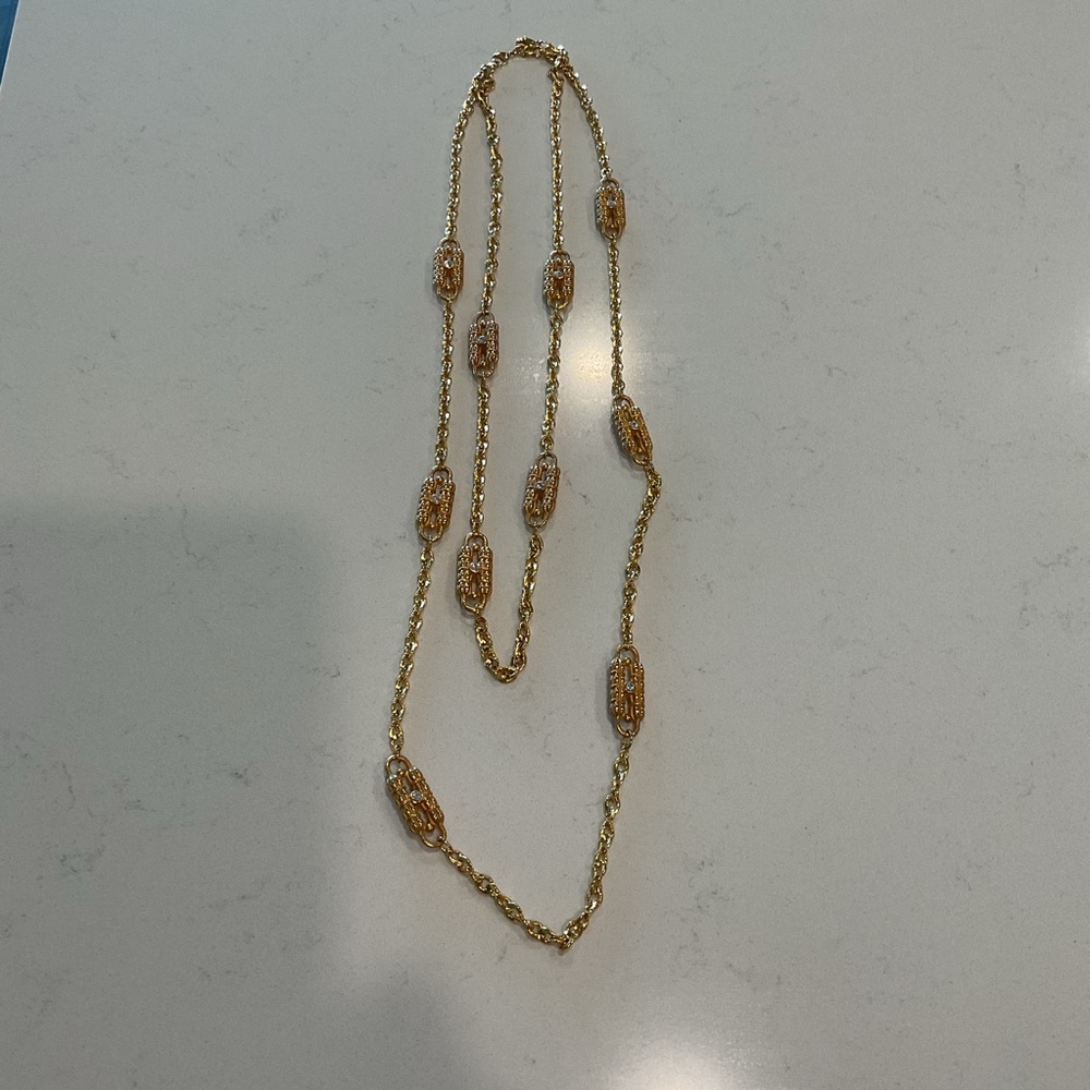 Camrose and Kross JBK (Jacqueline Kennedy) Paperclip Gold/Crystal necklace